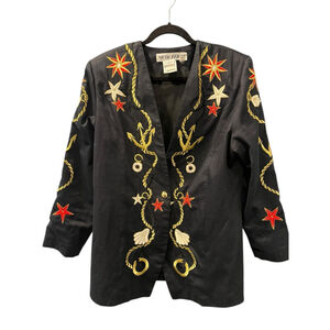 Vintage 90's Nicol Ferre Nautical Anchor Navy Blue Blazer Size 16 Women Sailing